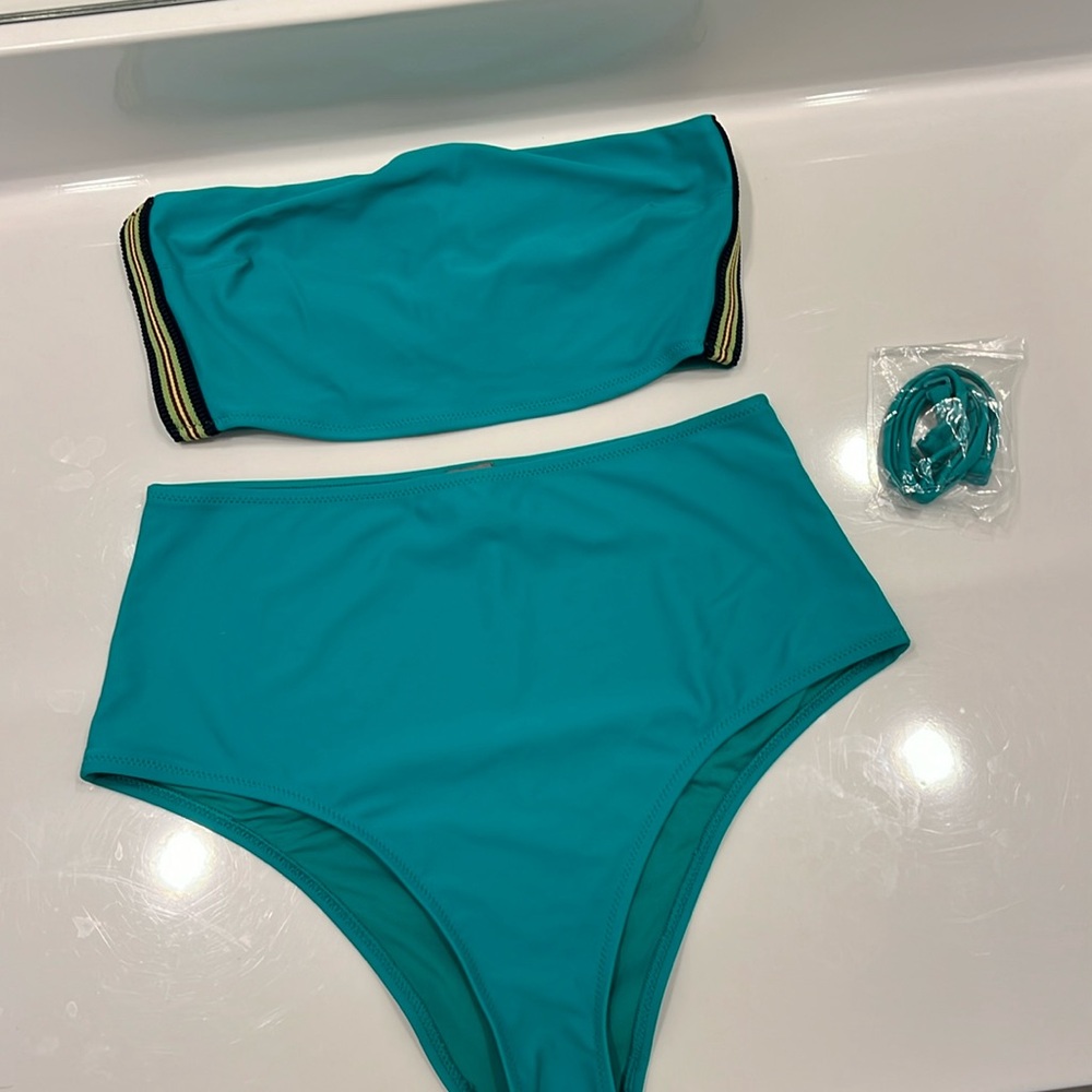 Aerie Strapless Bikini with High Wasted Bottoms NWOT